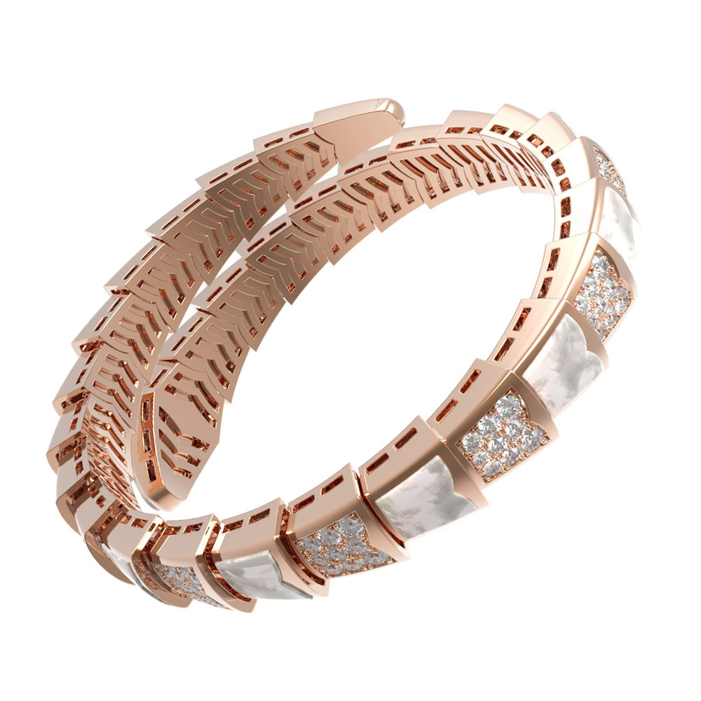 Браслет из золота c бриллиантами и перламутром