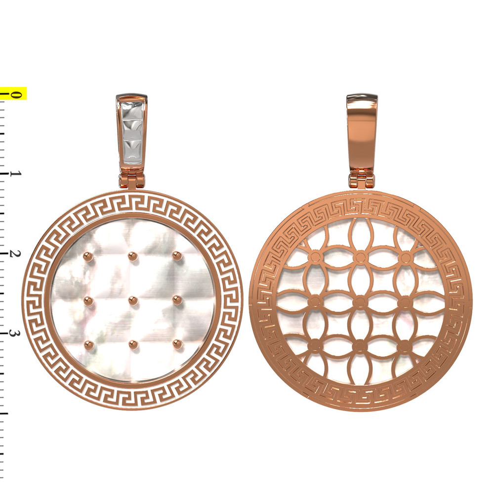 Подвеска из золота c эмаль и перламутром