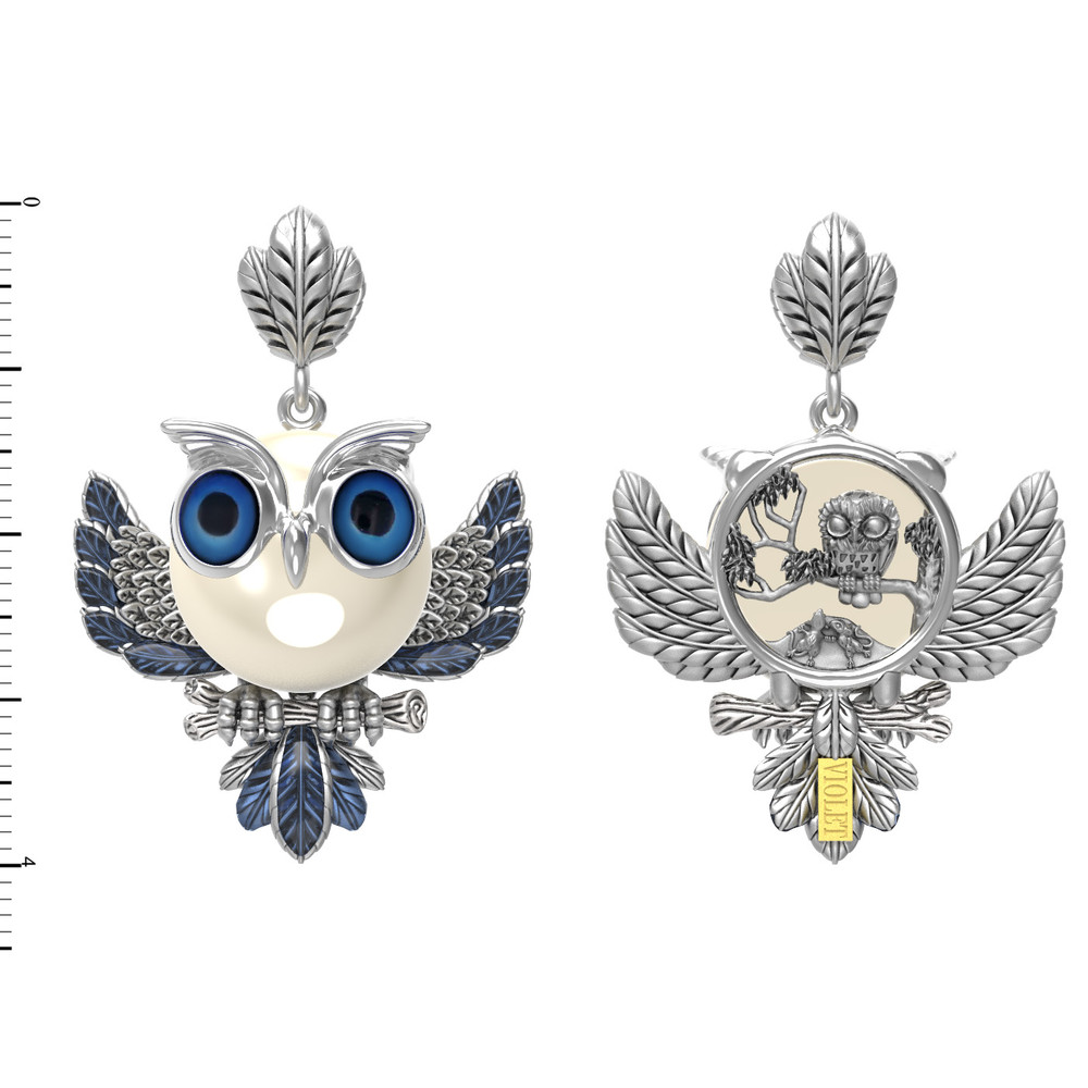 Подвеска из белого золота c эмаль и жемчугом