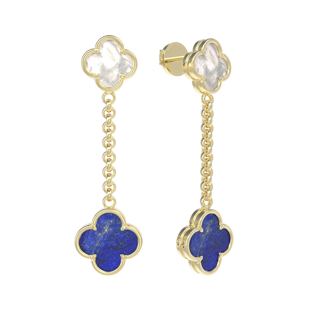 Серьги из лимонного золота c лазуритом и перламутром