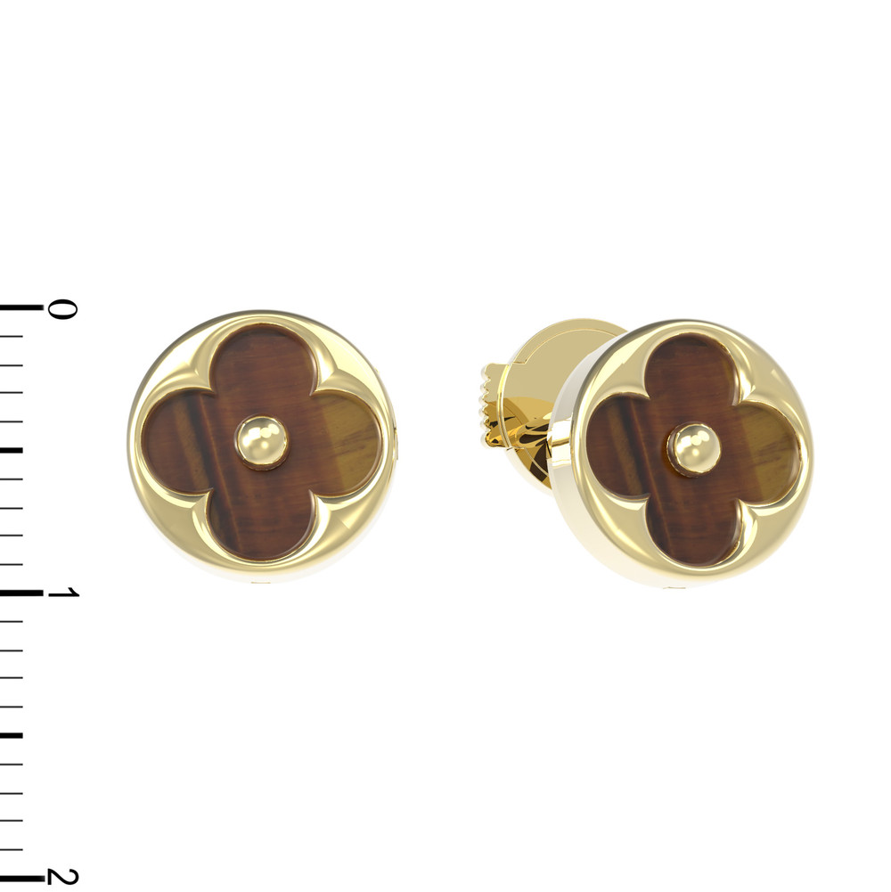 Серьги из лимонного золота c тигровым глазом