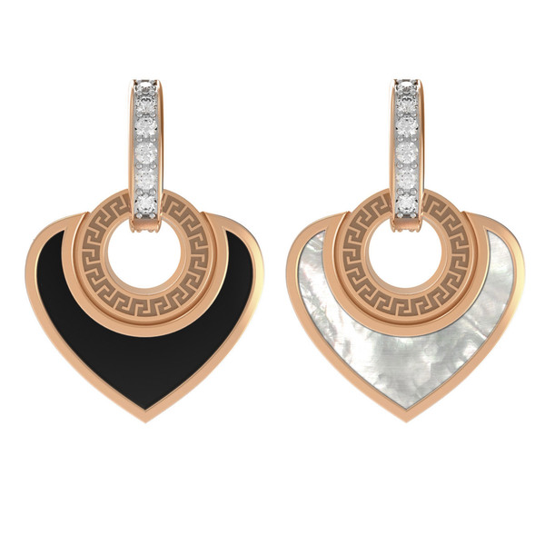 Подвеска из золота c фианитом, ониксом и перламутром