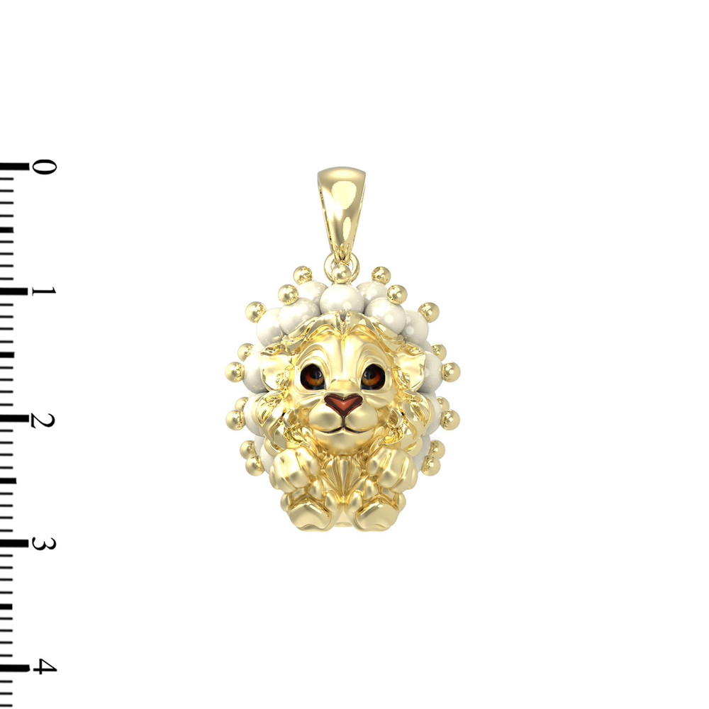 Подвеска из лимонного золота c эмаль и жемчугом