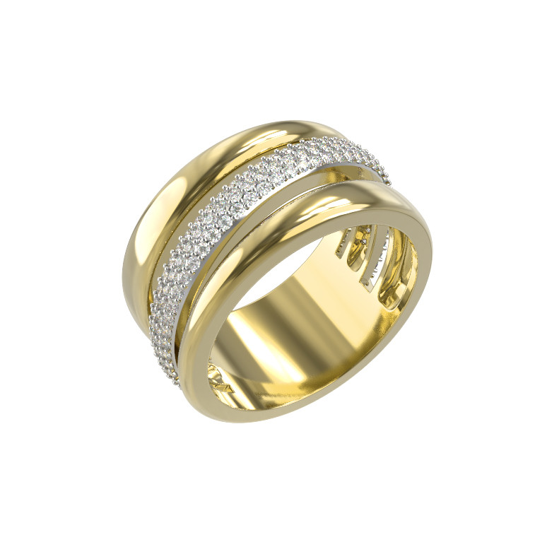 Кольцо из лимонного золота c бриллиантами