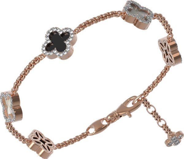 Браслет из золота c бриллиантами, ониксом и перламутром