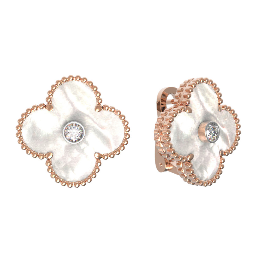 Серьги из золота c бриллиантами и перламутром