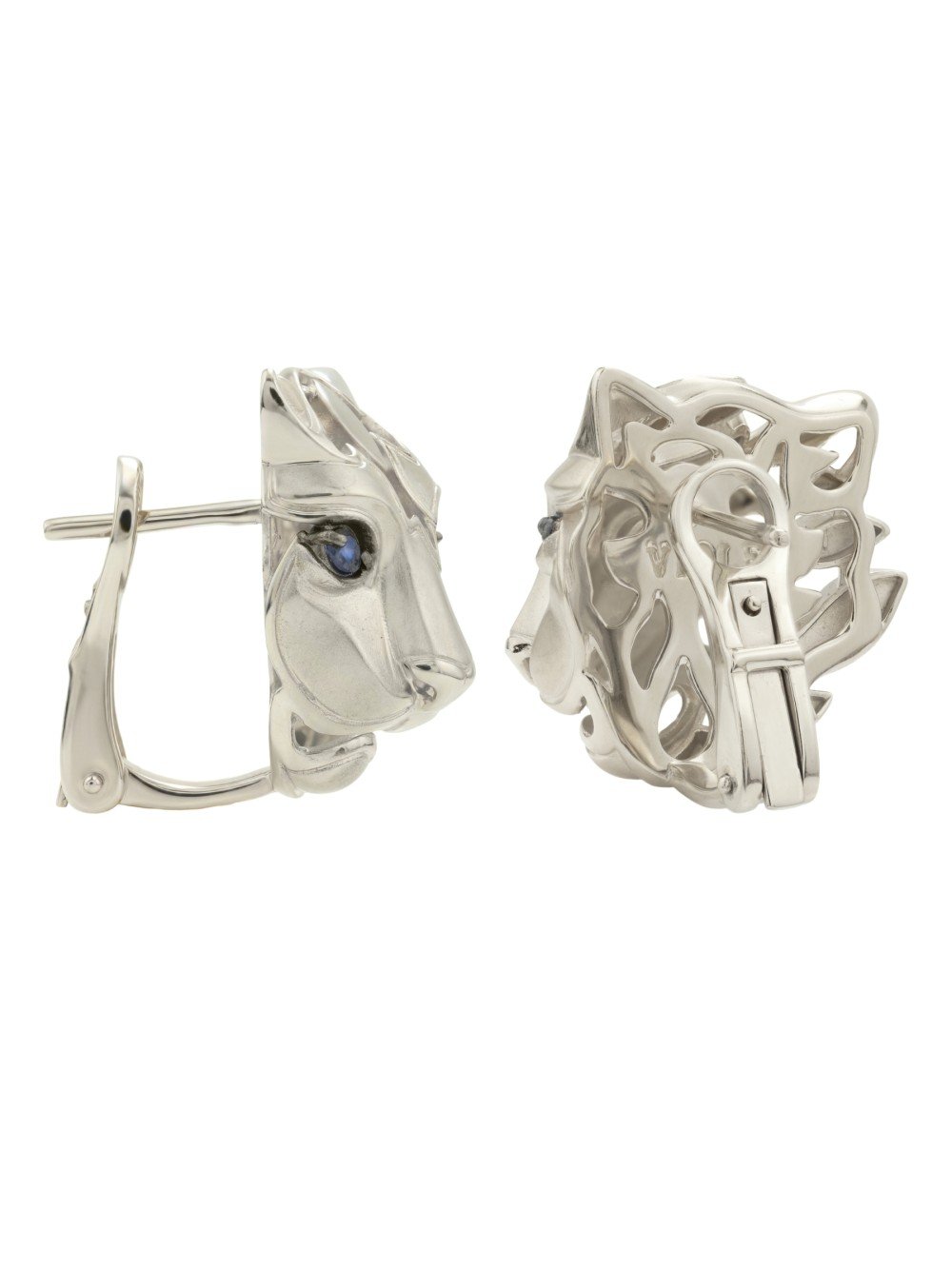 Серьги из белого золота c сапфиром