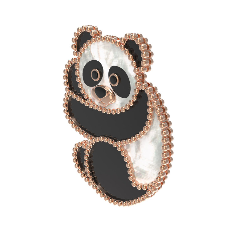 Брошь из золота c эмаль , ониксом и перламутром