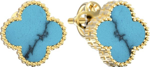 Серьги из лимонного золота c бирюзой