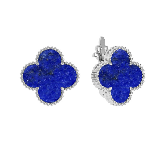 Серьги из белого золота c лазуритом