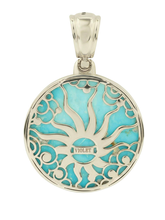 Подвеска из белого золота c бирюзой и перламутром