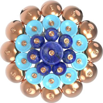 Подвеска из золота c бирюзой и лазуритом