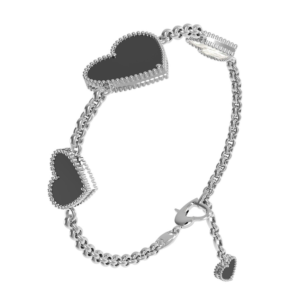 Браслет из белого золота c ониксом и перламутром