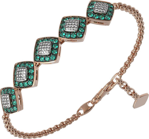 Браслет из золота c бриллиантами и изумрудом