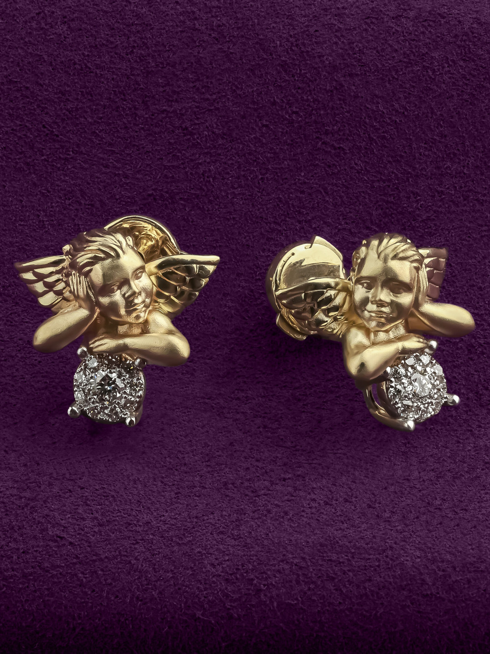 Серьги из лимонного золота c бриллиантами