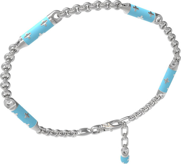 Браслет из белого золота c эмаль