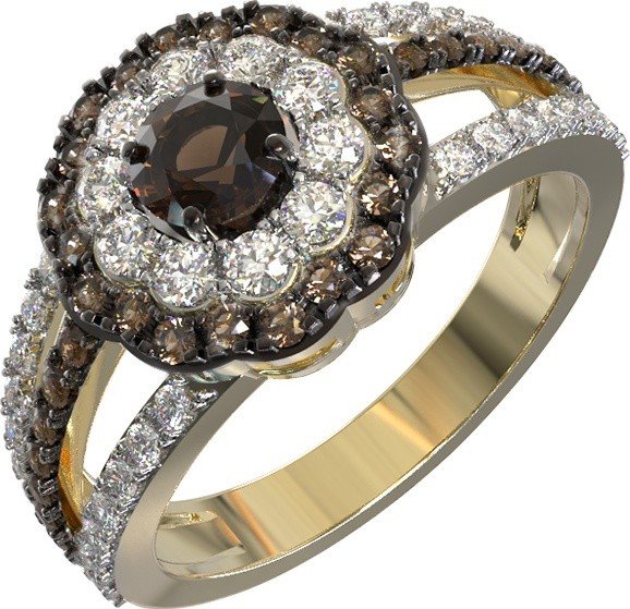 Кольцо из лимонного золота c бриллиантами