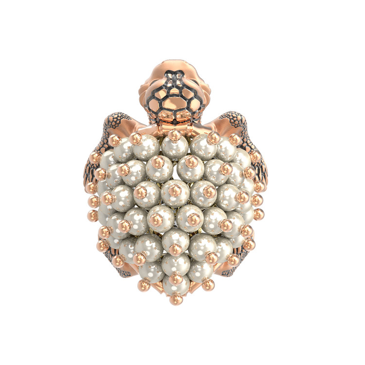 Кольцо из золота c эмаль и жемчугом