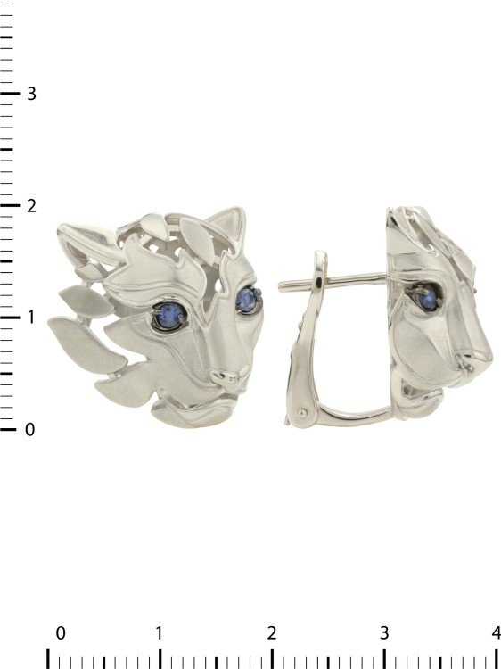 Серьги из белого золота c сапфиром