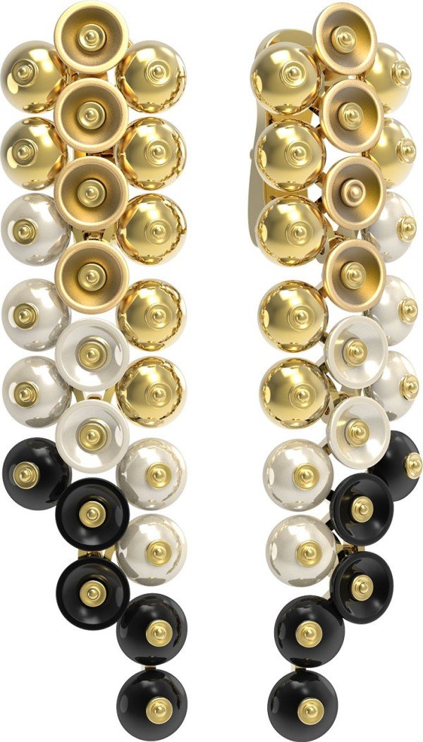 Серьги из лимонного золота c ониксом и перламутром