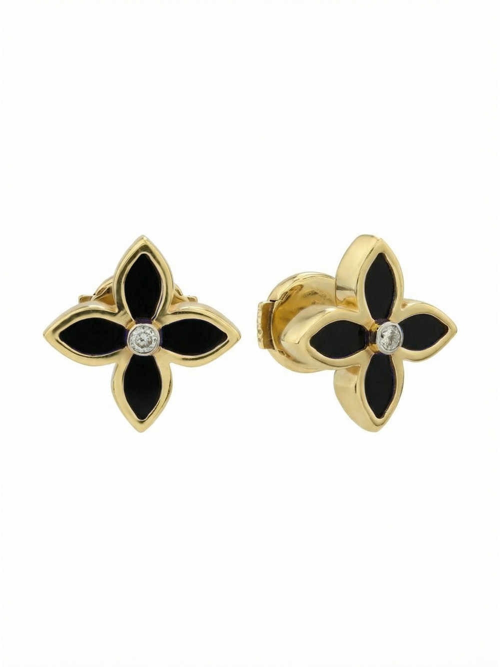 Серьги из лимонного золота c бриллиантами и ониксом