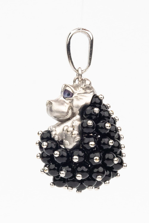 Подвеска из белого золота c эмаль и ониксом