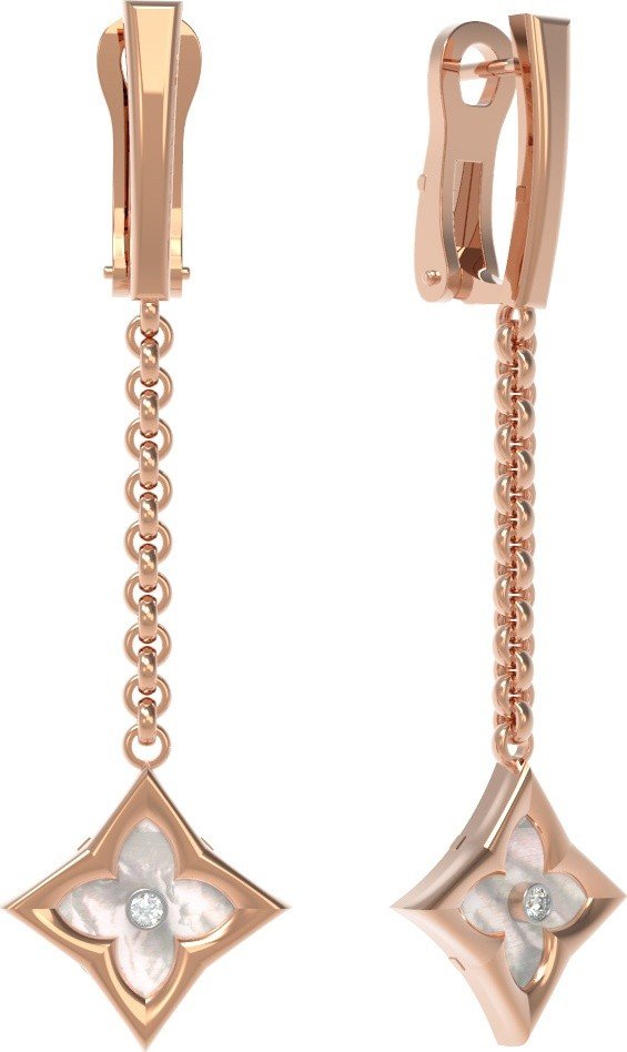 Серьги из золота c бриллиантами и перламутром