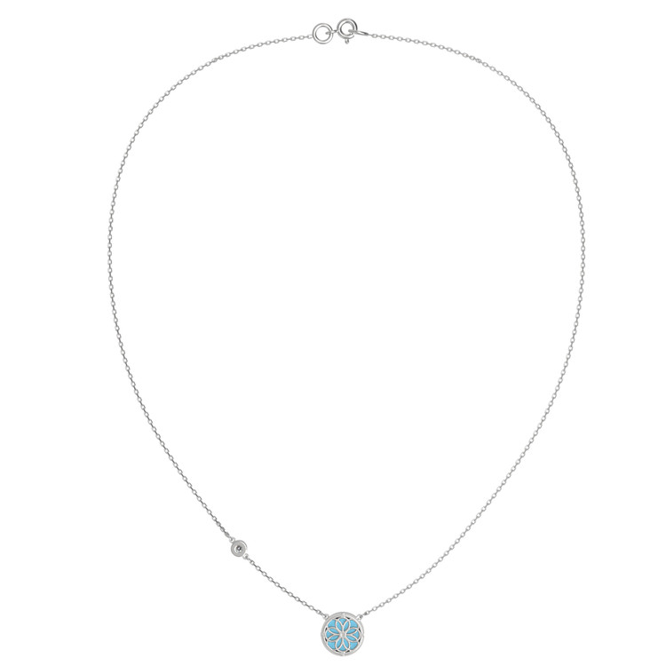 Колье из белого золота c бриллиантами и бирюзой