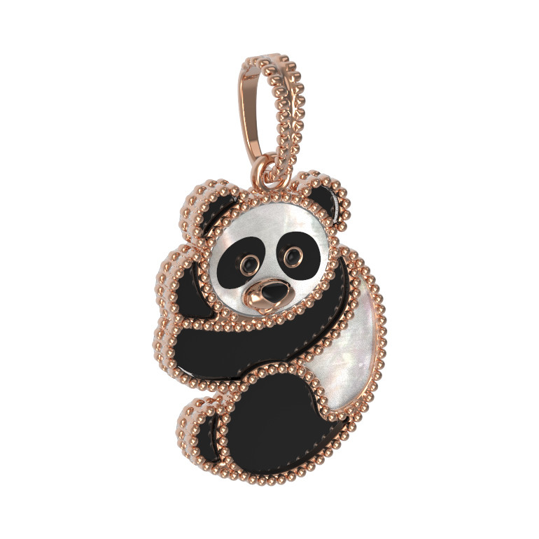 Подвеска из золота c эмаль , ониксом и перламутром