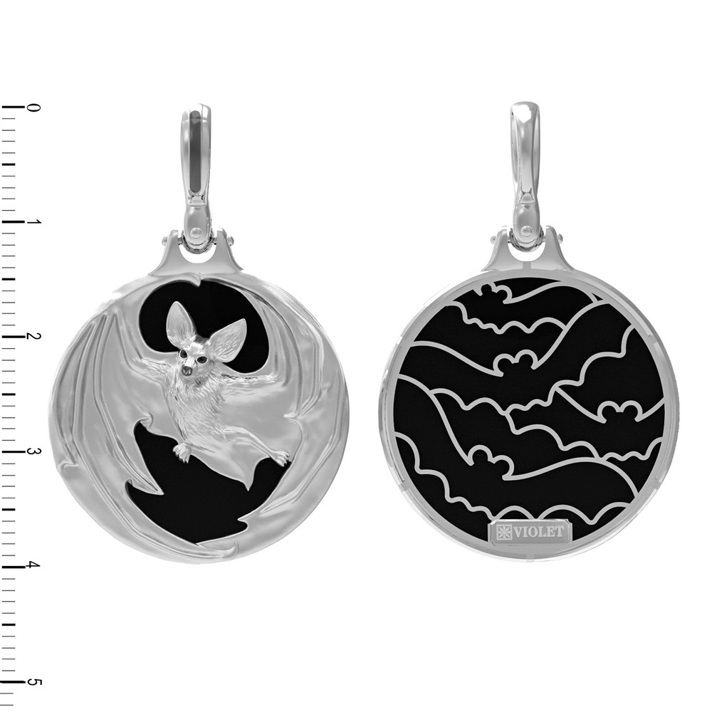 Подвеска из белого золота c эмаль и ониксом