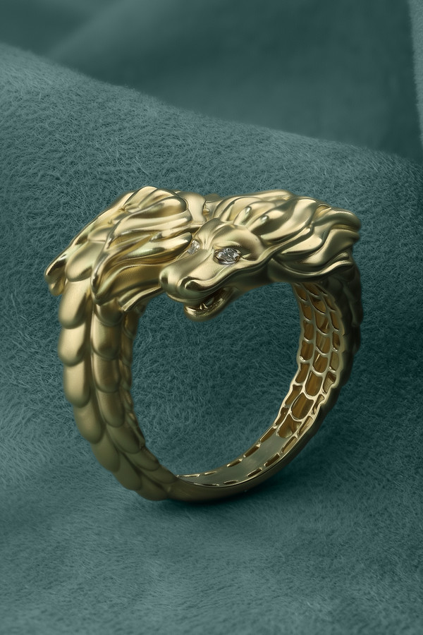 Кольцо из лимонного золота c бриллиантами