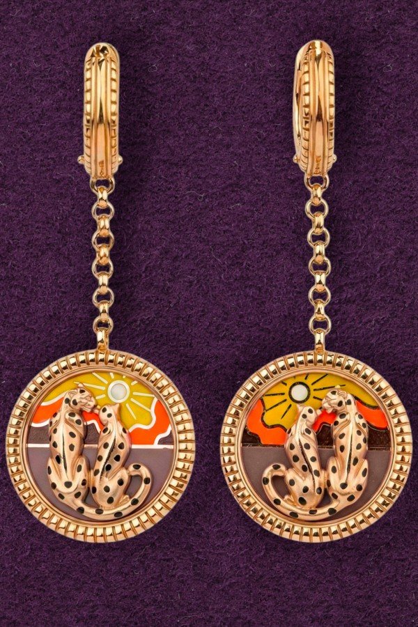 Серьги из золота c эмаль