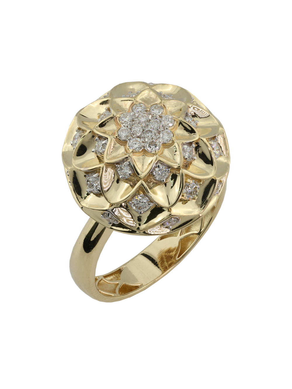 Кольцо из лимонного золота c бриллиантами