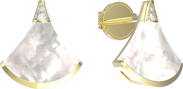 Серьги из лимонного золота c бриллиантами и перламутром