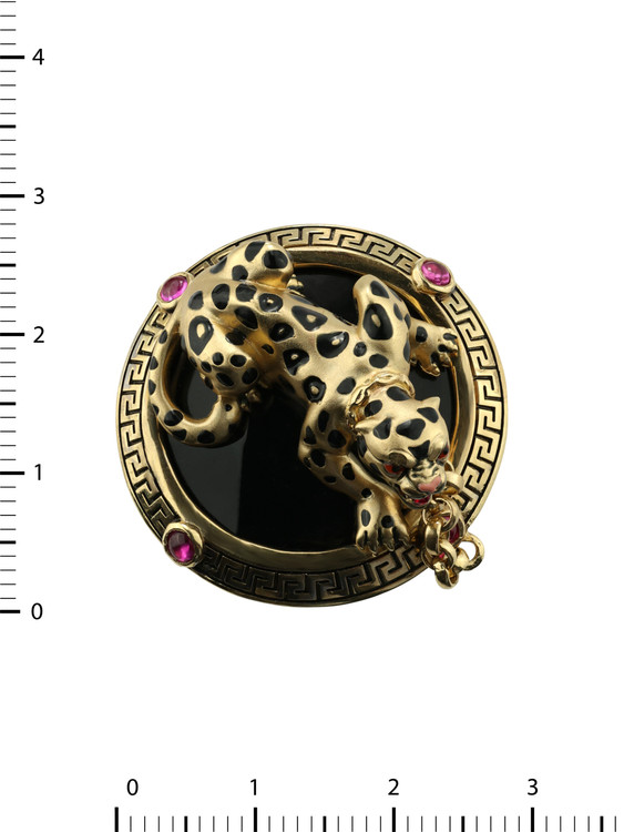 Кольцо из лимонного золота c эмаль , ониксом и рубином