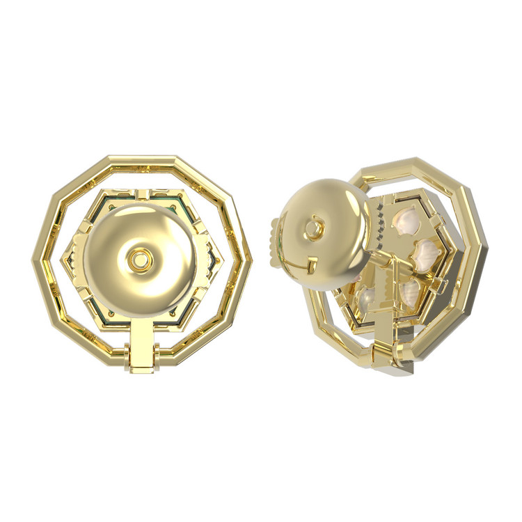 Серьги из лимонного золота c малахитом и перламутром