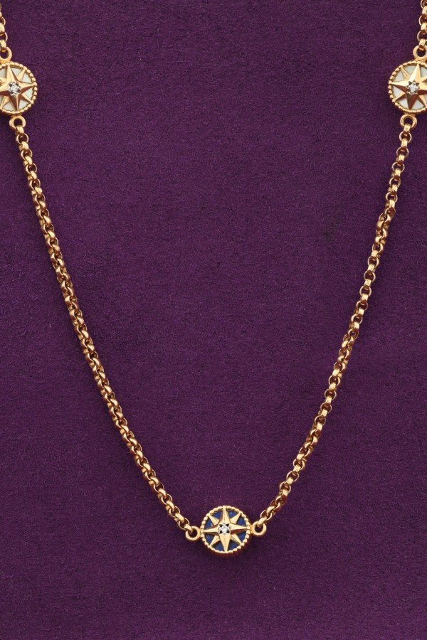 Колье из золота c бриллиантами, лазуритом и перламутром