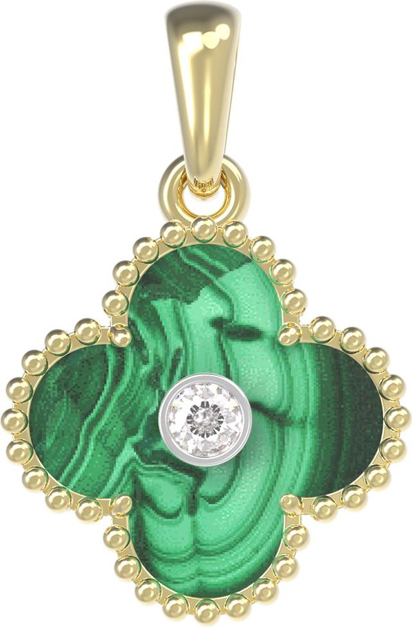 Подвеска из лимонного золота c бриллиантами и малахитом