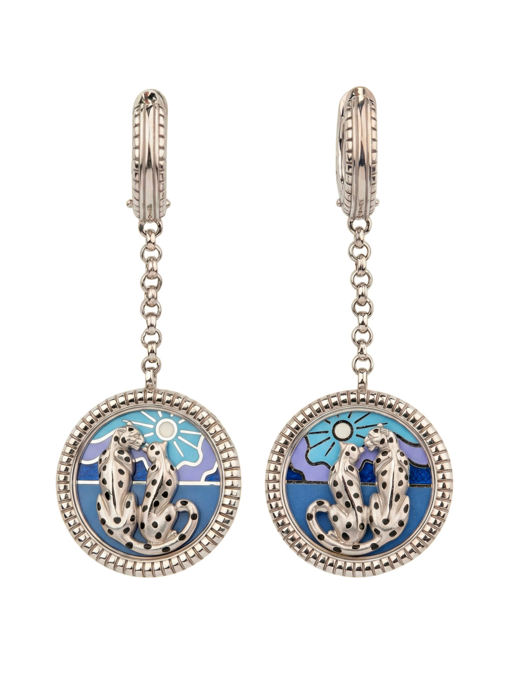 Серьги из белого золота c эмаль