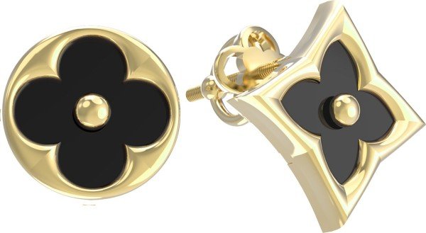 Серьги из лимонного золота c ониксом