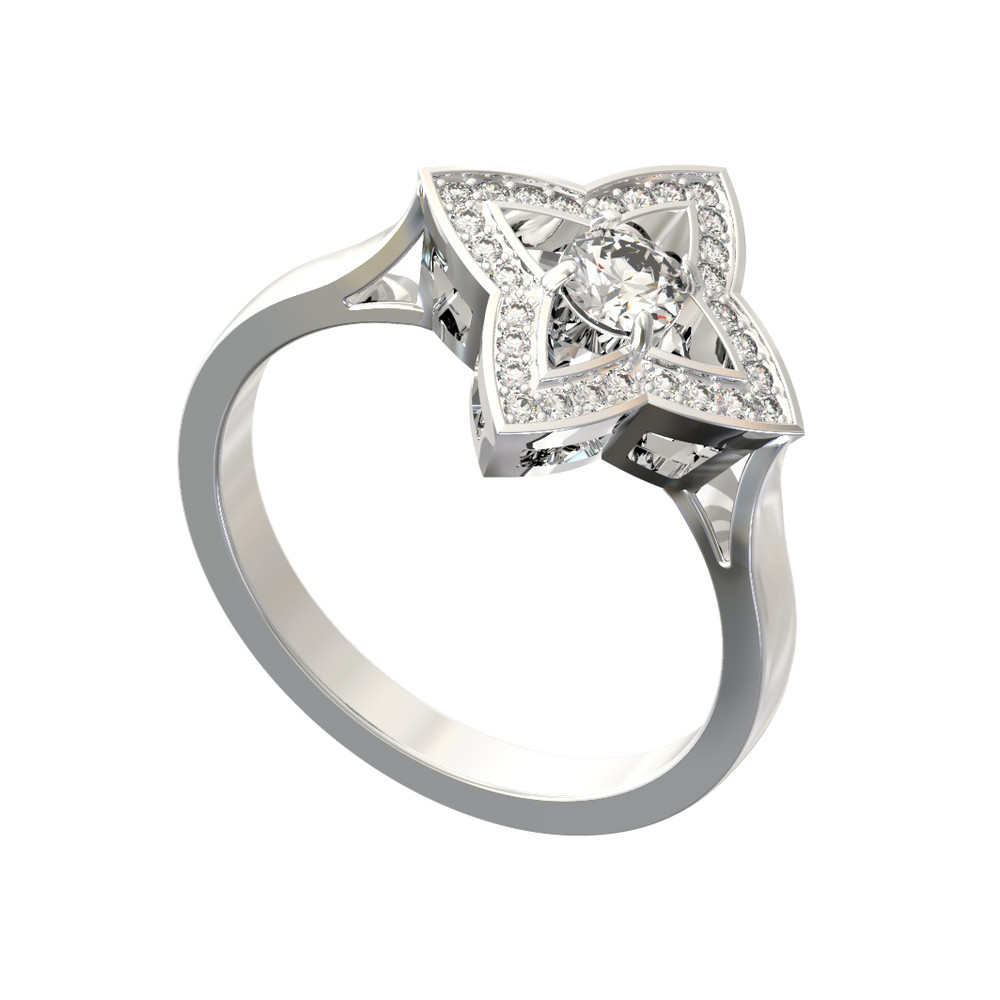 Кольцо из белого золота c бриллиантами