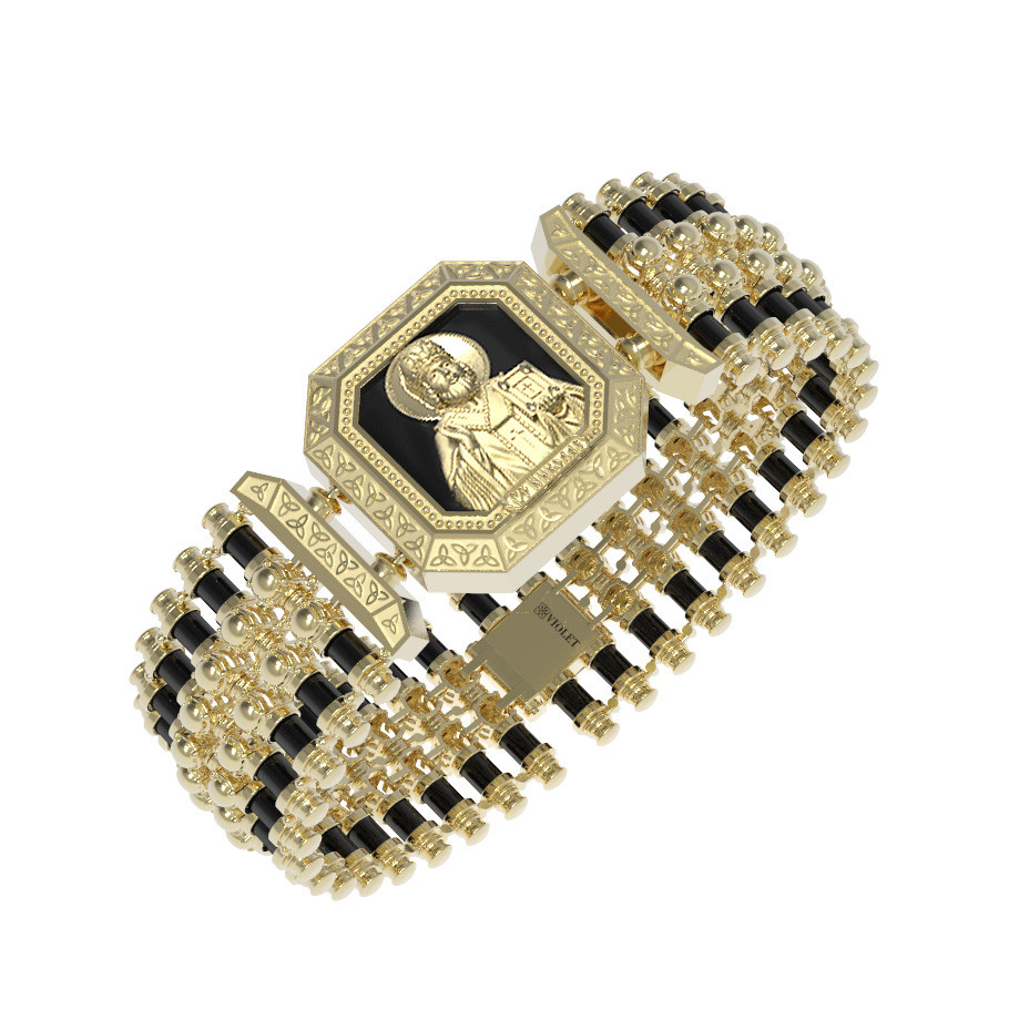 Браслет из лимонного золота c ониксом