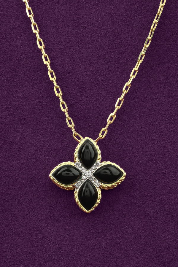 Колье из лимонного золота c бриллиантами и ониксом