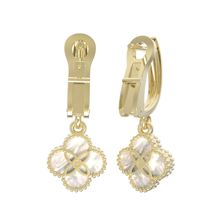 Серьги из лимонного золота c бриллиантами и перламутром