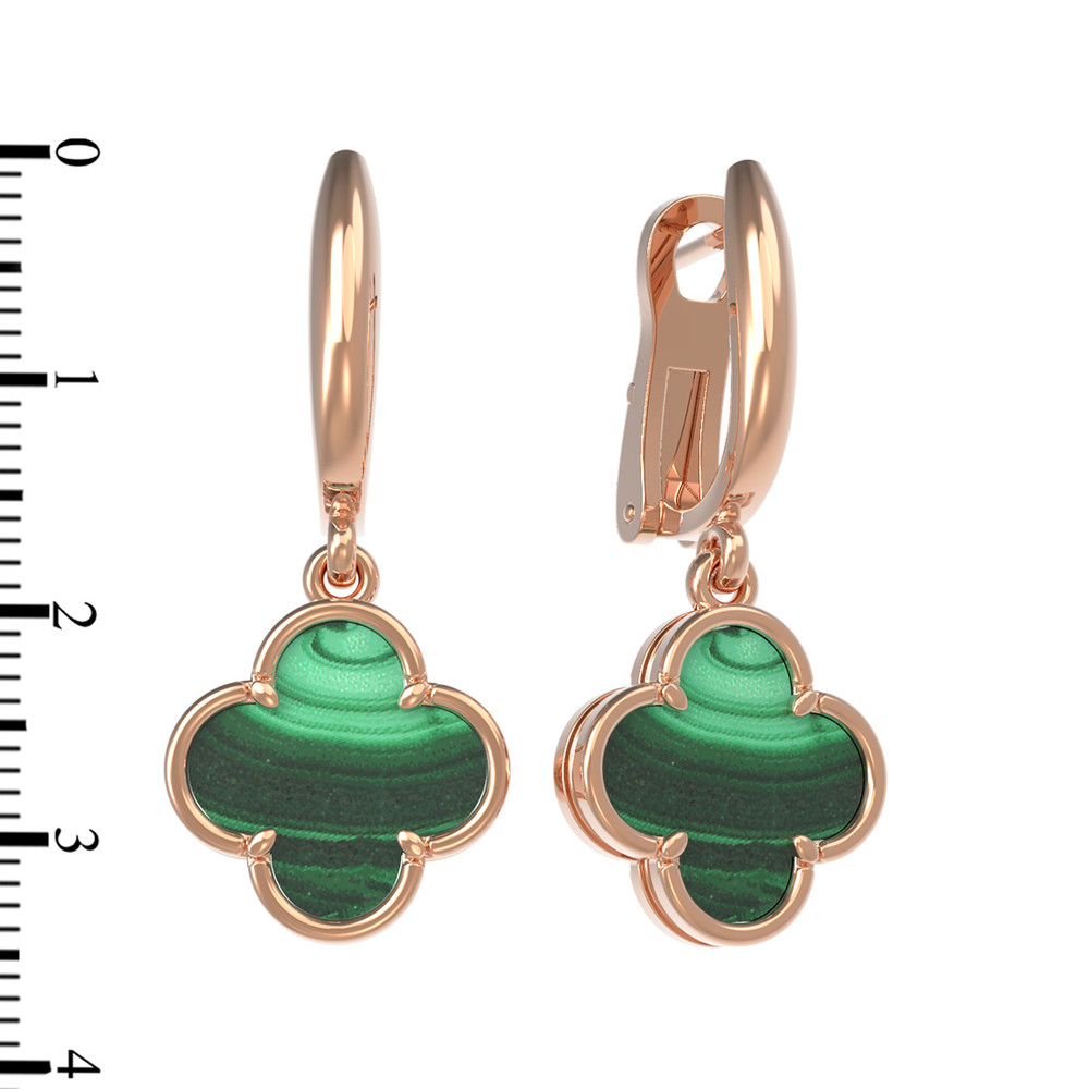 Серьги из золота c малахитом