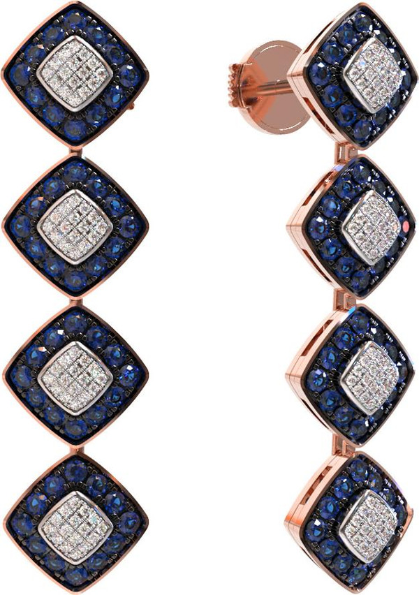 Серьги из золота c бриллиантами и сапфиром