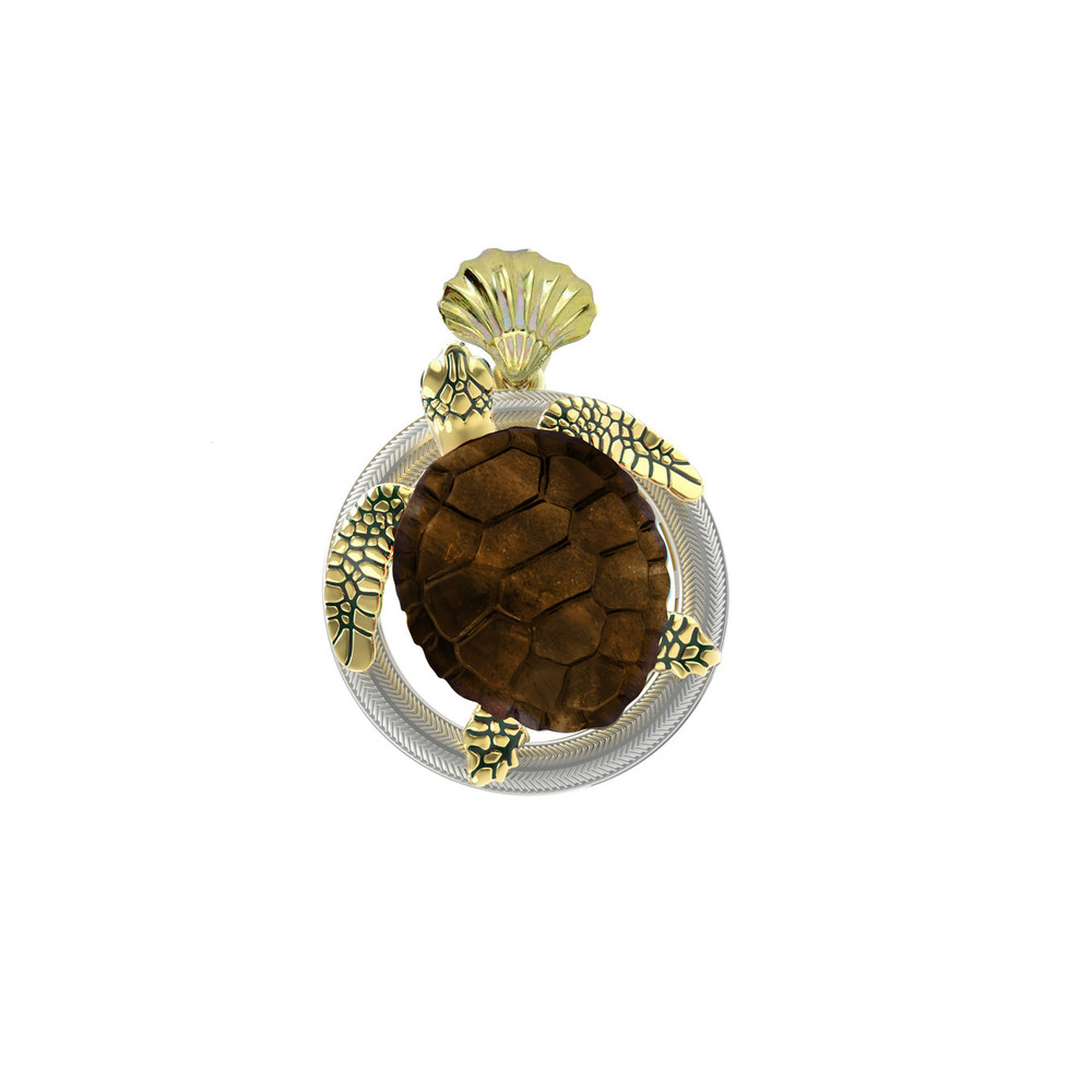 Подвеска из лимонного золота c эмаль и железным деревом