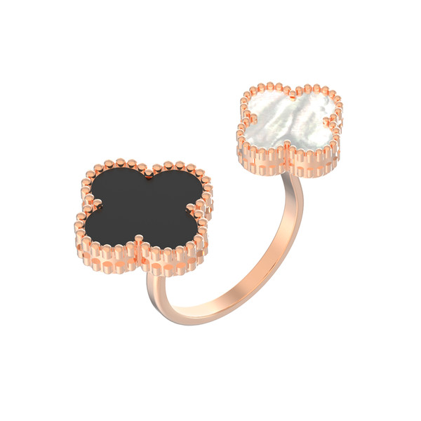 Кольцо из золота c ониксом и перламутром