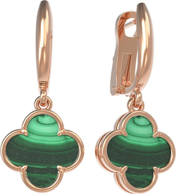 Серьги из золота c малахитом