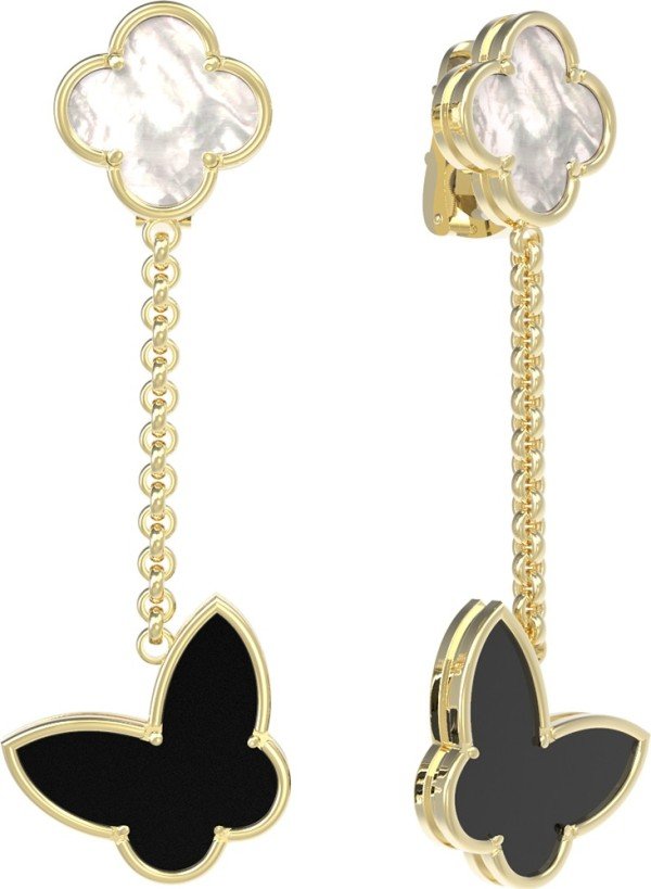 Серьги из лимонного золота c ониксом и перламутром